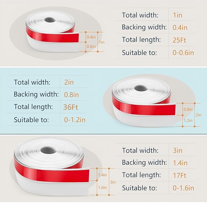Wide Silicone Weather Stripping Door Seal with Strong Adhesive 2" x 36 ft, Extra Thick 0.08" Draft Stopper Tape for Door Frame, Side and Bottom Gaps Strip for Glass Shower, Transparent