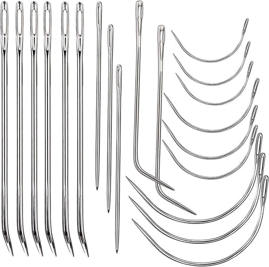 20 Pcs Leather Sewing Needles,Heavy Duty Sewing Needles Kit Include Curved Leather Needle,Sack Needle,Hand Sewing Needle,Leather Needles for Upholstery,Leather Craft,Carpet Canvas Repair