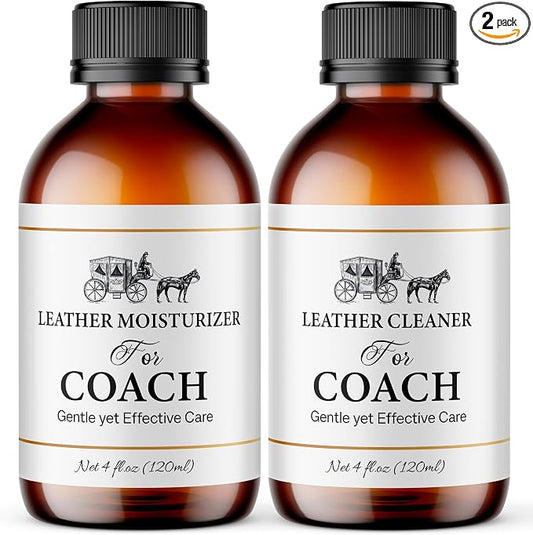 Leather Cleaner & Moisturizer Set for Coach, Gentle Formula to Remove Stains & Restore Shine, Keeps Leather Looking Like New, 120ml x2
