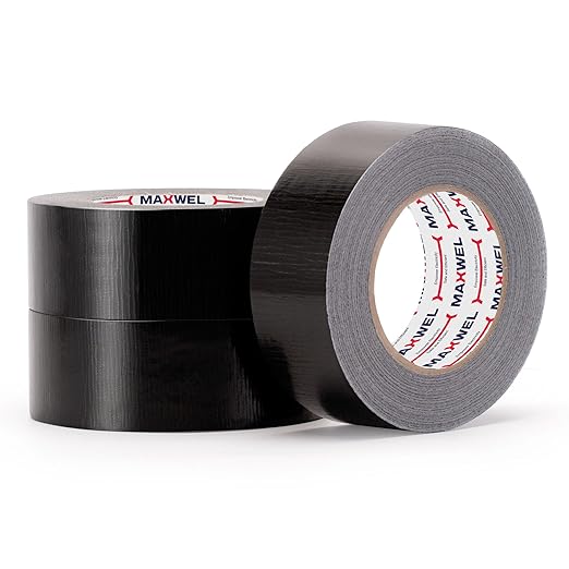Black Duct Tape Heavy Duty - 3 Rolls Total 150 Yards 1.88 Inch Strong Adhesive Waterproof No Residue Tear by Hand Black Duct Tape for All Purpose Home Repairs Industrial Professional Use