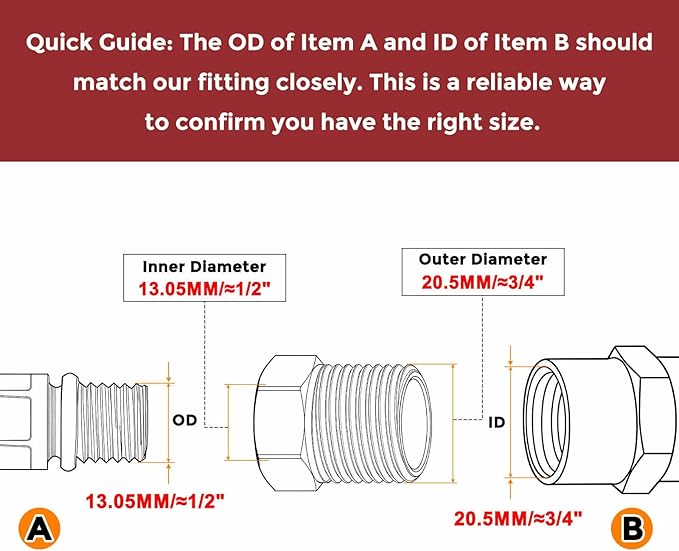 Packs of 6, 1/2" Male NPT NPT1/4" FeMale NPT Solid 304 Stainless Steel Hex Bushing, Hose Fittings Adapter Reducer for Bathroom Remodel, Tool Extensions