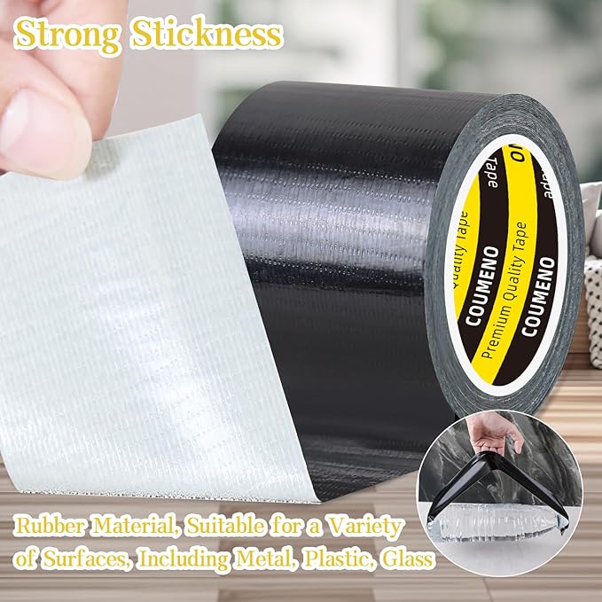 Strong Adhesive Cloth Weather Stripping Tape 2in x 16.4FT Black - Weather Sealing Strip for Sliding Windows/Doors, Draft Blocker & Insulation, Soundproof Dustproof Waterproof Windproof