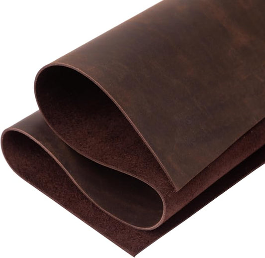 Shkira 12''X24'' Genuine Dark Brown Leather Sheets for Crafts - Tooling Leather Square - 2.0MM Thick Genuine Top Full Grain Oil Tan - Thick Cowhide Pieces Square