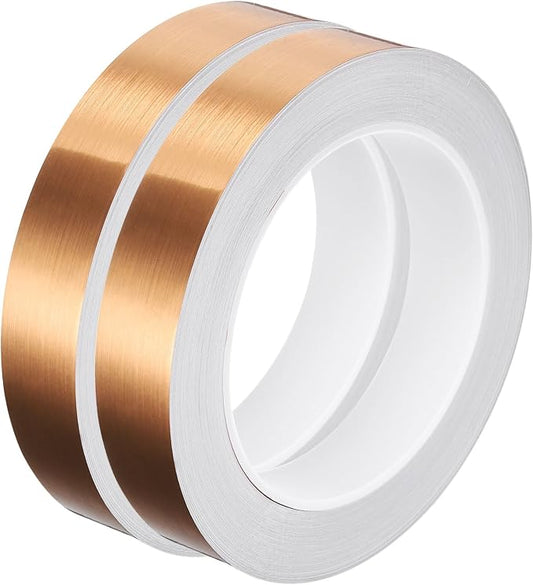 HARFINGTON 2Pcs Floor Tiles Rose Gold Foil Lines Metallic Mirror Tape 0.79" x82 Ft Ft Self Adhesive Decor Floor Wall Seam Sticker Waterproof Gap Sealing Tape for Kitchen Bathroom Cabinet