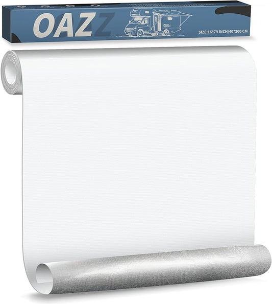 OAZ 16 x 79 inch Canvas Repair Patches Canvas Fabric Patch Self-Adhesive Fabric Repair Tape Waterproof Outdoor Gear Patch Kit for Boat Cover Awning Sofa Chair Couch Tent Bag (White)