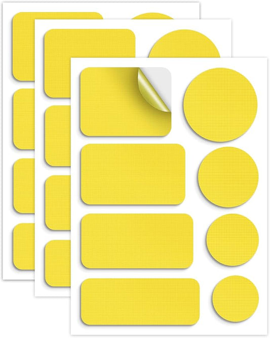Waterproof Self-Adhesive Nylon Patches for Tent Repair Kit, 24pcs Outdoor Gear Tenacious Repair Tape, Fabric Patches for Clothes, Down Puffer Jacket, Tent, Sleeping Bag, Backpack, Fluorescent Yellow