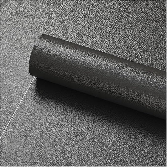Faux Leather Repair Patch 19.7 × 197In,Dark Gray Self - Adhesive Leather Repair, 2.5MM Thick Upholstery Leather for Upholstery Crafts, DIY Sewing, Sofas, Furniture, Car Seats, Chairs(1Pcs)