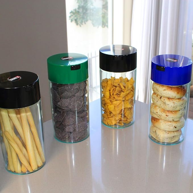 Tightvac - 5oz to 24 Ounce - Patented Airtight Container | Multi-use Vacuum Container Works as Smell Proof Containers for Herbs and Dry Goods. Blue Tint