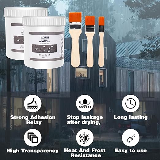 21 OZ (600g) Transparent Waterproof Coating,Super Strong Waterproof Anti-Leakage Agent,Waterproof Insulating Sealant,Invisible Waterproof Agent Roofs,Walls, Garden,Bathroom,Kitchen Indoor (2)
