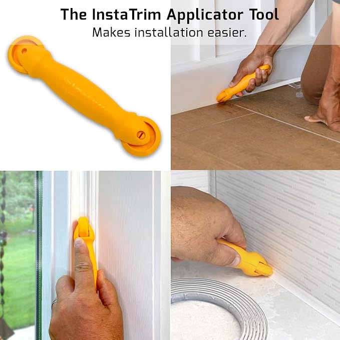 InstaTrim The Original Flexible Trim Applicator Tool, for ½ inch and ¾ inch InstaTrim, Self Adhesive, Peel and Stick Corner Molding – Made in USA | Reusable applicator presses and smooths 1/2 in and 3/4 in InstaTrim around corners and surfaces for a se...