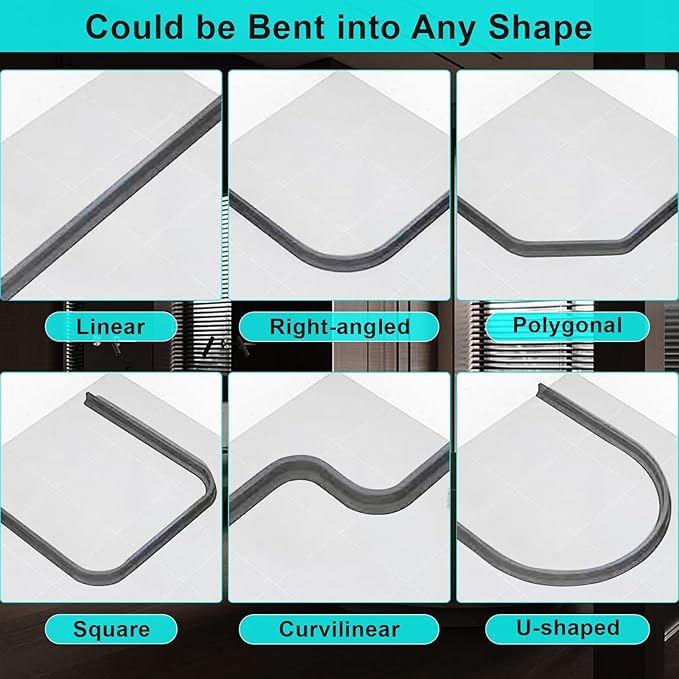 Hi-Na 3ft/5ft/6ft/8ft10ft Collapsible Shower Threshold Water Dam Water Barrier for Shower and Water Stopper Keeps Water Inside Water Threshold for Wet and Dry Separation (3ft, Grey)