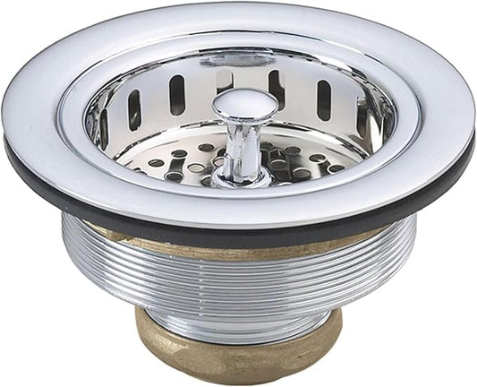 Westbrass D214-26 3-1/2" Post Style Large Kitchen Sink Basket Strainer, Polished Chrome