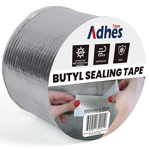 Adhes Butyl Sealing Tape 4 inch x 33feet, Waterproof Rubber Adhesive Repair Tape for Roof, Window, RV, Pipe, Gutter & Leak Fixing – Weatherproof & UV Resistant