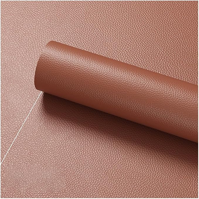 Faux Leather Repair Patch 19.7 × 197In,Light Brown Self - Adhesive Leather Repair, 2.5MM Thick Upholstery Leather for Upholstery Crafts, DIY Sewing, Sofas, Furniture, Car Seats, Chairs(1Pcs)