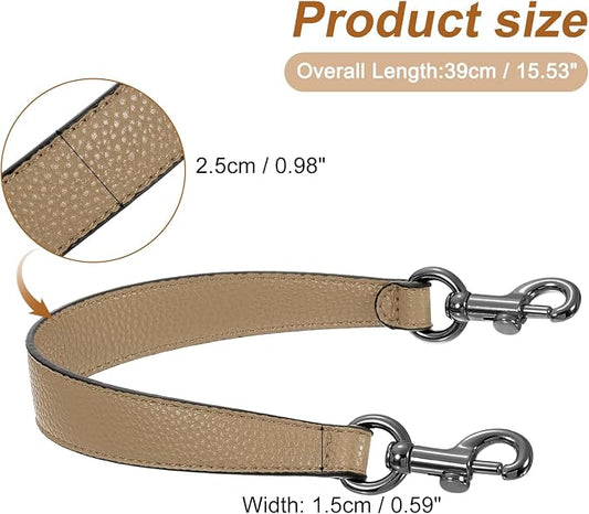 uxcell 14.17 Inch PU Leather Short Bag Strap with Clasp, Purse Handles Handbags Replacement Straps for Clutch Bag Underarm Bags, Tawny, Grey Buckle