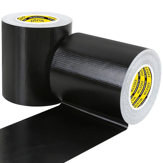 2Pack Duct Tape Heavy Duty Single Sided, Strong Adhesive High Strength, Waterproof Mesh Tape for Indoor Outdoor Repairing Sealing Bonding, Easy Use Hand Tearable, 3.15 Inch x 33 Feet, Black
