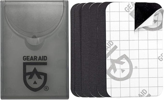GEAR AID Tenacious Tape Mini Patches with Peel-and-Stick Adhesive to Fix Holes and Tears in Winter Gear, Down Puffer Jackets, Sleeping Bags, Tents, and Rain Gear, Black, 1 Pack
