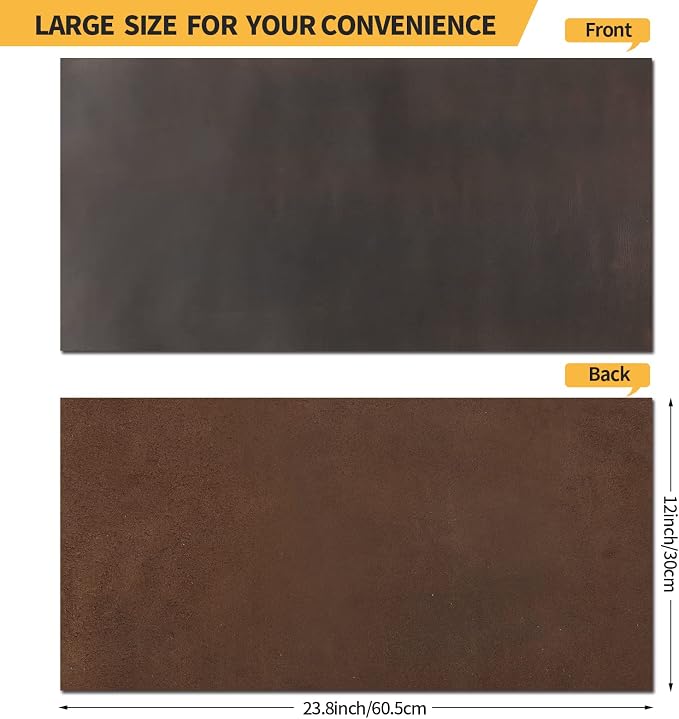RingSun 12''X24'' Genuine Leather Sheets for Crafts (2mm), Full Grain Leather for Tooling Craft Sewing(Black Coffee)