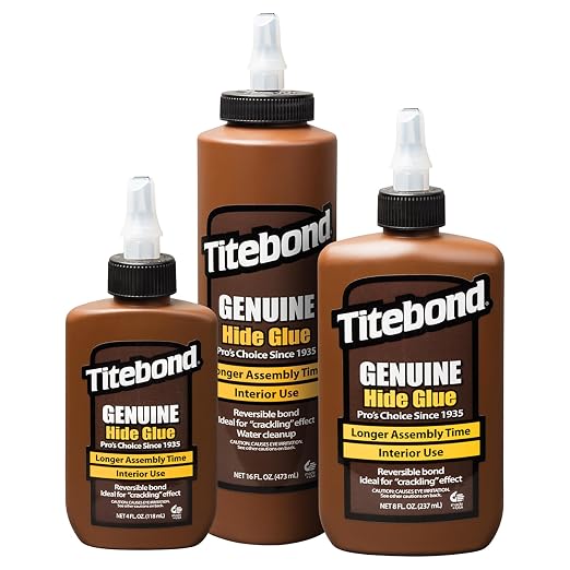 Titebond Genuine Hide Glue 16 Oz. – Ready-to-Use Adhesive for Fine Furniture, Antique Restoration, Musical Instruments, Slow Set, Creep-Resistant, Creates Crackling Effect on Wood – 5014