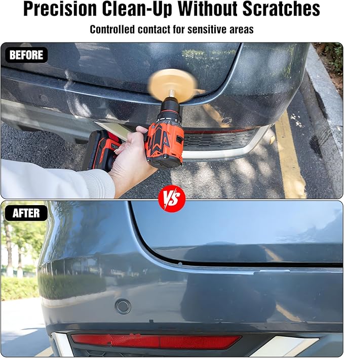 Eraser Wheel Decal Remover Tool Kit - 2 Pack Slotted Rubber Wheels with Razor Blade Scrapers & Drill Adapters - Professional Adhesive Pinstripe Sticker Remover for Cars, Trucks, RVs