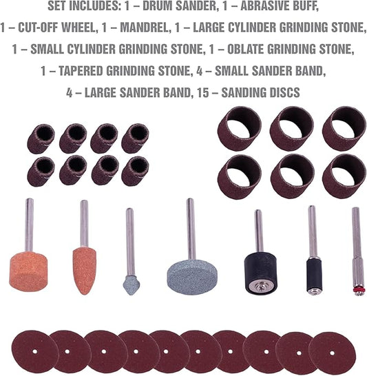 OEMTOOLS 26511 31-Piece Rotary Tool Set, Rotary Tool Accessories, Grinding Bit, Woodworking Tools and Accessories, Rotary Tool Accessories Kit