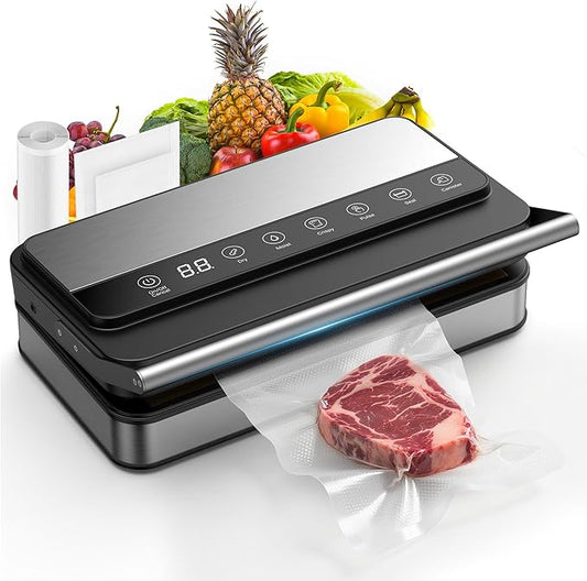 Locksworth 85Kpa Food Vacuum Sealer with Digital Timer, Built-in Cutter, and Storage Box