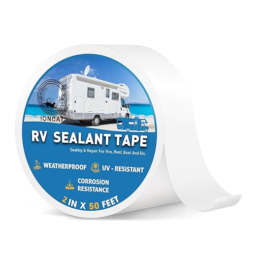 RV Roof Sealant Tape, 2 Inch X 50 Feet RV Repair Seal Tape for Camper Trailer Boat Seam Leaks Roofing, UV Resistant & Weatherproof, White