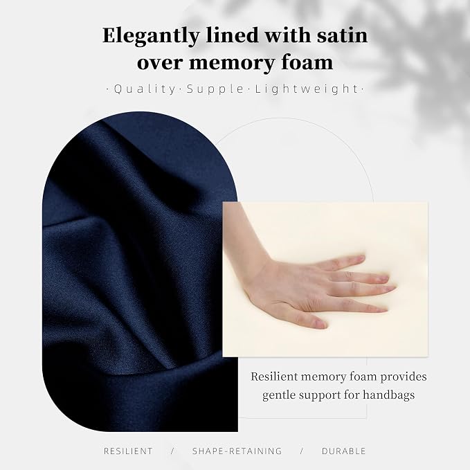 Purse Pillow Insert to Keep Shape - Lightweight Memory Foam Insert with Satin Cover for Home Storage & Travel, Multicolor Options, Fits for Picotin 18(Blue nuit, PC18)