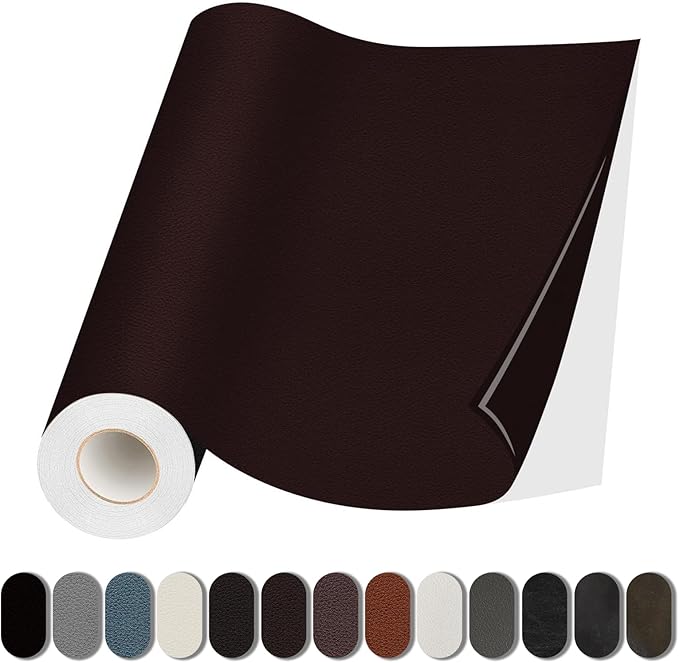 Lifeshoon Leather Repair Patch, 17X158 Inch Self Adhesive Leather Repair, Large Vinyl Patch Tape for Couches, Furniture, Car Seats, Cabinets, Wall, Handbags （Coffee, 17X158 Inch）