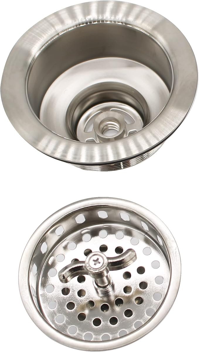 Westbrass A213-20 3-1/2" Wing Nut Twist Style Large Kitchen Sink Basket Strainer, Stainless Steel