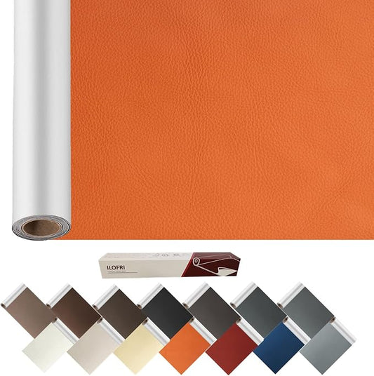 Leather Repair Tape Big Size 60x17 inch, Durable Self Adhesive Vinyl and Leather Repair Kit for Couch, Car Seat, Furniture, Sofa, Chair. Bonded Leather Repair Patch - Orange