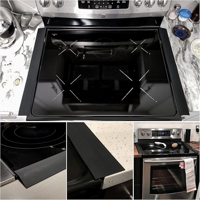 Gap Filler for Stove and Counter - Kitchen Stove Counter Silicone Gap Cover 21 Inches Stove Gap Filler Heat Resistant Cover Easy Clean Black