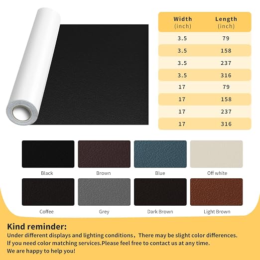 JuCheng Leather Repair Kit -Leather Repair Patch Self-Adhesive Waterproof Patch & Glue for Furniture, Car Seats, Sofa, Couch, Vinyl - Instant Fix for Tears & Scratches (Light Brown, 17X158 inch)