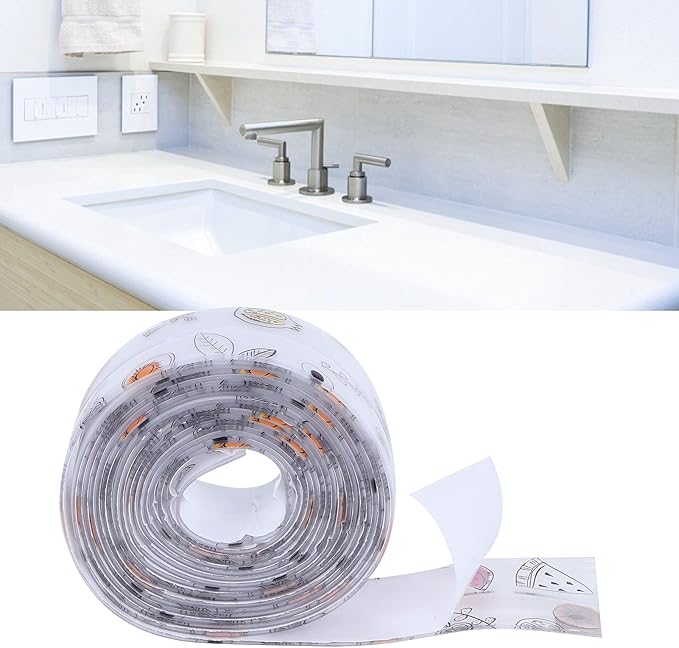 Caulk Tape, Sealing Strip Eco-Friendly PVC for Toilet Walls for Kitchens for Shower Rooms for Bathtubs(Transparent Printing Fruit Color, Polar Animals)