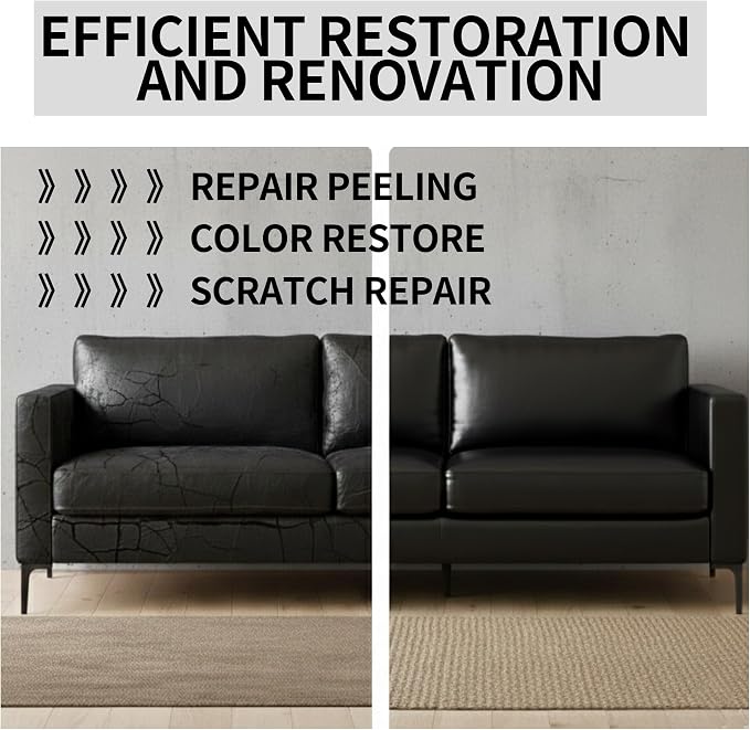 Black Leather Recoloring Balm Color Restorer Scratch Multipurpose Dye Paint Leather Repair Kits for Vinyl Sofas Furniture Faded Leather Couches Car Seats