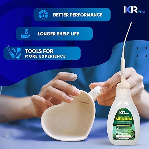 CA Glue Medium Viscosity Kit (3x1.75 oz.) Cyanoacrylate Glue, Super Glue for Everyday Repairs, Woodworking, Plastic, Ceramic, and DIY Crafts, Quick-Drying Multi-Purpose Adhesive with Easy Application