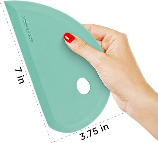 Zoie + Chloe Multipurpose Silicone Bowl Scraper - Dough Scraper for Cleaning Mixing Bowls, Baking Pan - Silicone Scraper Spatula For Painting, Smoothing, Frosting, Cake Decorating - Yellow, 7x3.75"