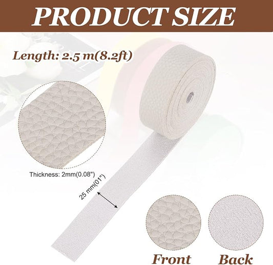 MECCANIXITY Faux Leather Strap, 1" Width x 98" Long Grained Leather Belt Strip Trim Roll for DIY Craft Projects, Pet Collars, Traction Ropes, Bag Straps, Hobby Workshop (Grey)