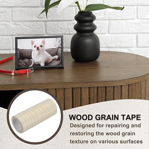 PATIKIL Wood Grain Tape 4.7" x 15 Ft, Self-Adhesive Wood Texture Repair Tape Realistic Wood Effect Contact Paper Patch for Furniture Cabinets Floor Walls Home Decoration, Light Yellow Oak