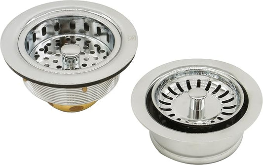Westbrass CO2165S-05 COMBO PACK 3-1/2" Post Style Large Kitchen Sink Basket Strainer and Waste DisposalDrain Flange with Basket Strainer, Polished Nickel