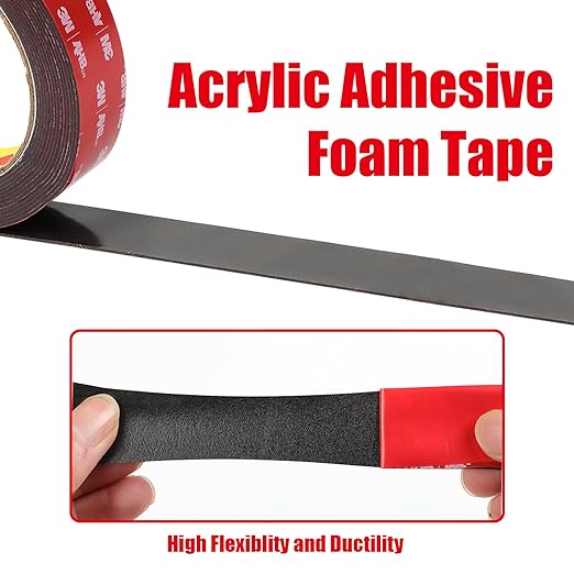Double Sided Tape Heavy Duty, Waterproof Mounting Foam Tape, 16.5ft Length, 0.4in Width, High Temperature Resistant Adhesive Tape for Car, LED Strip Light, Office Decor, Uses VHB 5952 Raw Material
