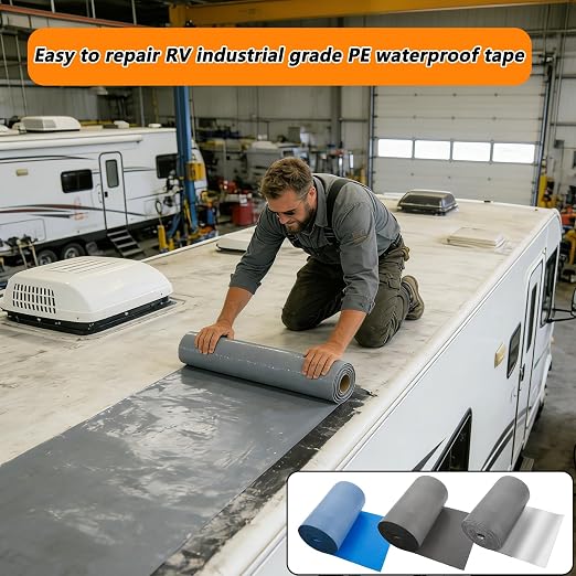 Waterproof Polyethylene Sealant Tape – 19.6in x 196in, -76°F to 230°F, Self-Adhesive UV-Resistant for Roof, Pipe, & Tent Leak Repair – No Tools, DIY Cut (Silver, 19.6in*196in)