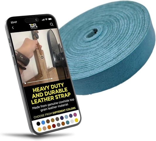 Leather Strap for Crafts & Jewelry | 72 Long × 5/8" Wide × 1/8" Thick (7-8oz) | Genuine Leather Strips for Crafts, Projects or Repairs - Teal
