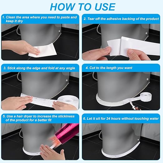 PATIKIL Caulk Tape 1.5" x 5 Ft, Self Adhesive Sealing Tape Waterproof Toilet Tub Caulk Sealant Strip Sealing Trim for Kitchen Bathroom Toilet Bathtub Sink Countertop, Dark Blue