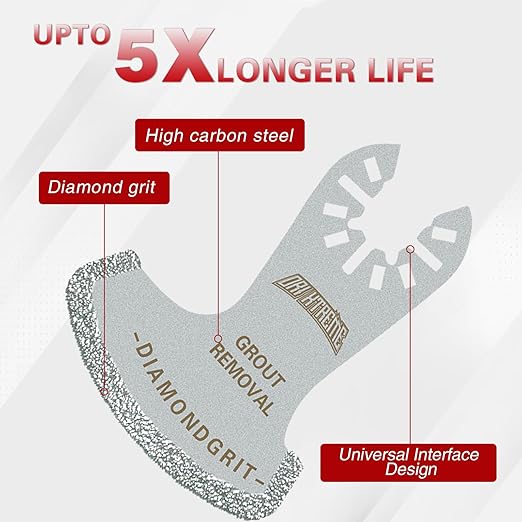 Diamond Oscillating Tool Blade Set, Multi Tool Mortar Cutting Saw Blades Precise for Grout Removal, 4-Pack