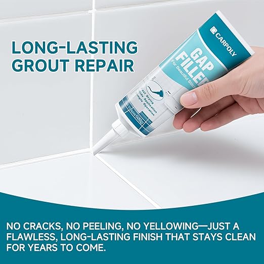 Tile Grout Repair Kit, 2 Pack White Grout Filler for Bathroom, Kitchen, Rstore & Renew Tile Joints Line, Triple Protection, Fast Drying Shower Grout with Tools(White, 10.58oz/300g)