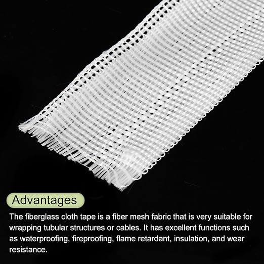MECCANIXITY Fiberglass Cloth Tape Fiberglass Mesh Glass Fiber Mesh Woven Fiberglass Fabrics Insulation Tape 30m(33 Yard) x30mmx0.17mm for Reinforcement Repair