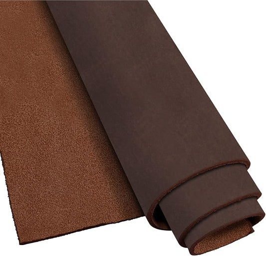 ELW Crazy Horse Leather 5-6 OZ (2-2.4mm) | Mahogany - Antique Brown | Pre-Cut 12"x24" | Full Grain Cowhide Handmade Leather for DIY, Crafts, Sheaths, Sewing, Workshop