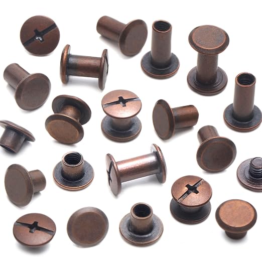 YORANYO 110Sets Chicago Screws Leather Rivets Assorted Screw Rivets Chicago Binding Screws for Decorate and Repair Leather Craft Belt Bag Shoes Purse Bookbinding (Antique Copper, M5*4,5,6,8,10,12)