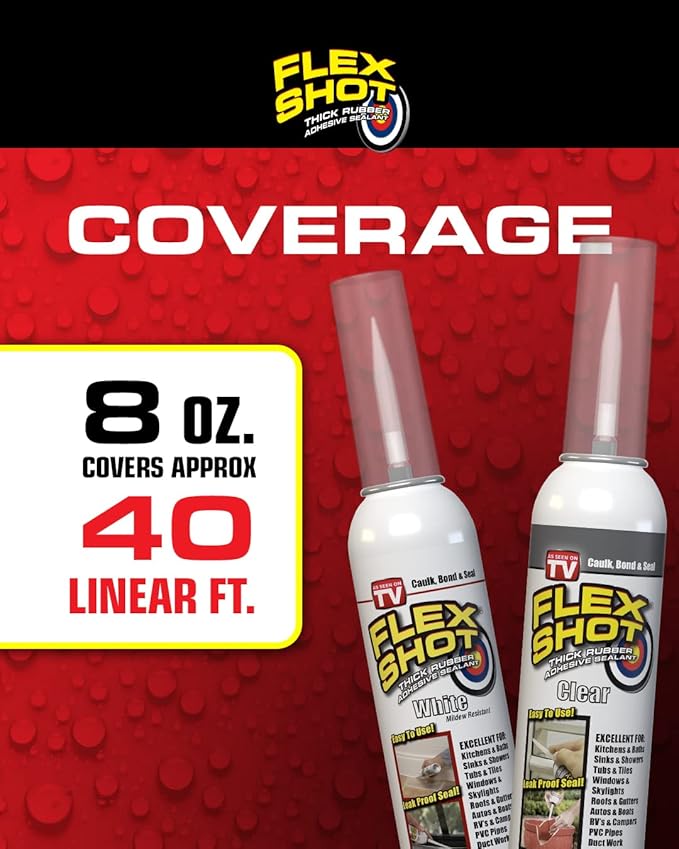 Flex Shot Rubber Adhesive Sealant Caulk, 8-oz, Clear